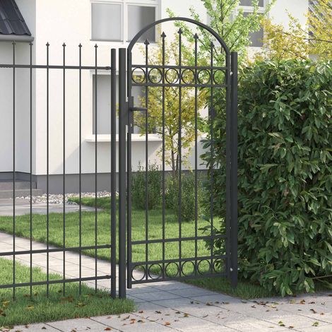 vidaXL Fence Gate ASSEN 100 x 195 cm Powder-Coated Steel Grey Lockable