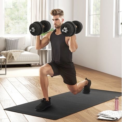 Set de mancuernas 25 kg de acero compacto negro OKMYHOME (1/5)