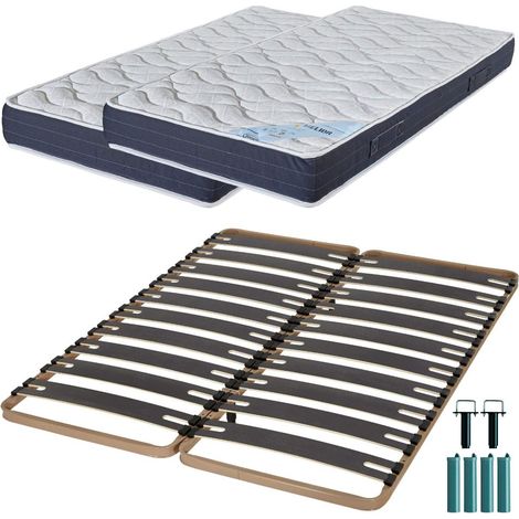 Matelas mousse + Sommier métal C310 2x90x190 Melior - Hauteur 20 cm - Soutien ferme (1/5)