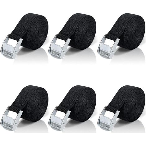 2M Sangle d'Arrimage, 4 Pièces Sangle à Cliquet avec Boucle de Serrage en Alliage de Zinc pour Fixation Moto/Voiture/Porte Vélo/Bagage (1/5)