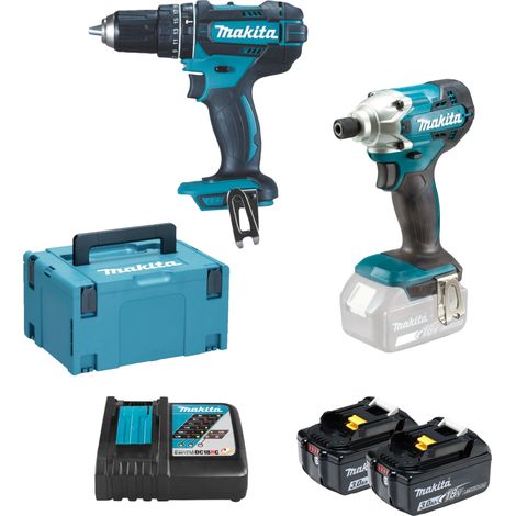 Makita DLX2337J LXT 18V 64/155Nm 2x3Ah Makpac Schlagschrauber-Bohrset (1/5)