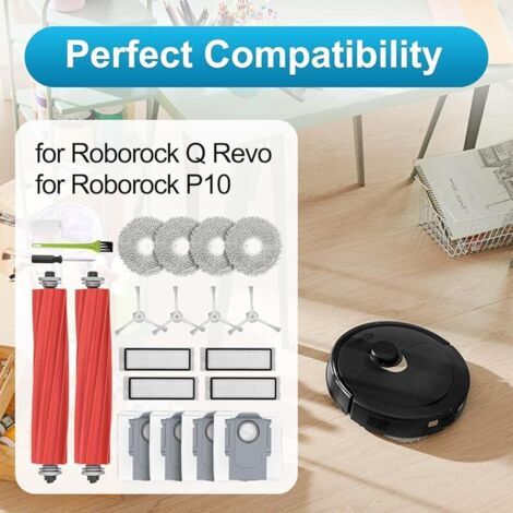 Vorderachs-Zubehörset für Roborock Q Revo, Ersatzteile mit 2 Hauptbürsten, 4 Wischtüchern, 4 Staubbeuteln, 4 (1/4)