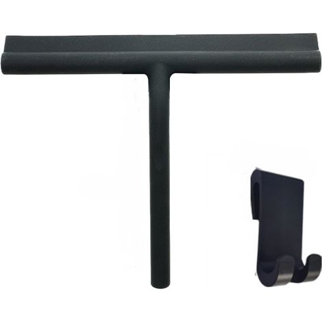 Limpiador de silicona para ducha, puertas y ventanas de vidrio - Limpiador de vidrios impecable - Sin taladros, soporte incluido, 28 cm (negro)