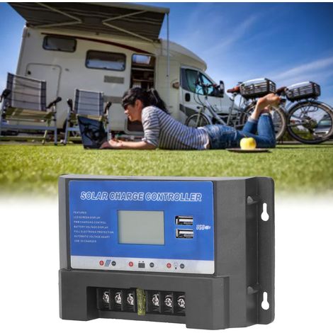 L'écran LCD du contrôleur solaire indique la charge/décharge 12V/24V, identification intelligente, deux ports USB, 20A. (1/5)