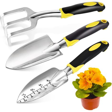 Outils de jardin Set de 3PCS Aluminium Poignée antidérapante Couleur noire (1/5)