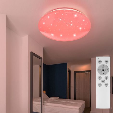 Etc-Shop – Plafonnier LED dimmable effet ciel étoilé – Télécommande – 29cm diamètre – Éclairage blanc chaud – 580 lumens – Économie d'énergie (1/5)