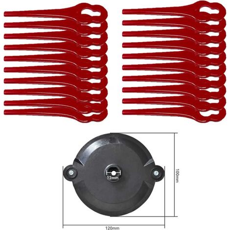 Tête de coupe-bordures, lame en plastique pour tondeuse Parkside PRTA 20Li A1311046-AquaForge (1/4)