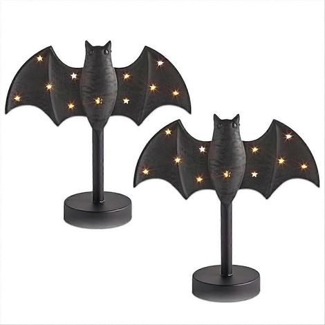 Fledermaus-Kerzenhalter, schwarzer Halloween-Fledermaus-Kerzenhalter mit LED-Beleuchtung, Schreibtischdekoration (1/5)