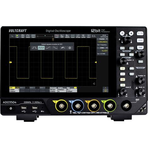Oscilloscope numérique VOLTCRAFT ADO-3504 350 MHz 2.5 Géch/s 250 Mpts 12 bits mémoire numérique (DSO