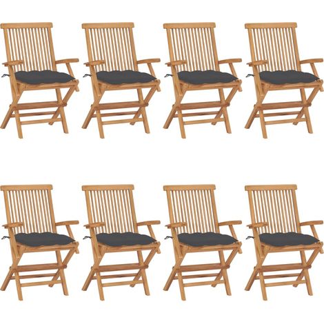 Sedie da Giardino con Cuscini Antracite 8pz Legno Massello Teak vidaXL (1/5)