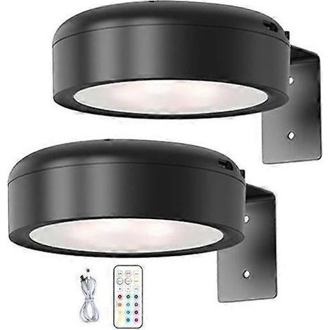Applique murale sans fil télécommande RGB 13 couleurs piles noire (1/5)