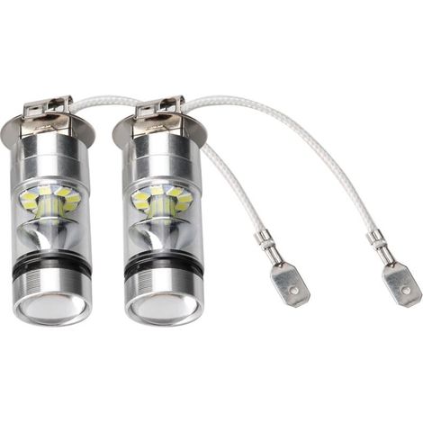 Feux antibrouillard LED H3 – 2 unités, 100 W, 6000 K, 20 SMD haute puissance, compatibles DRL et conduite