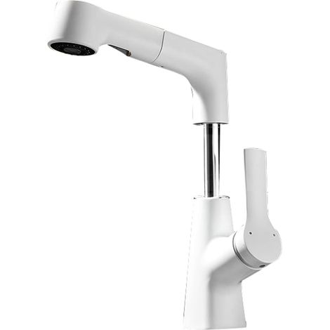 Mitigeur de lavabo, laiton, blanc, monocommande, pour vasque (1/2)