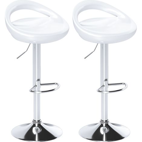 Lot de 2 tabourets de bar pivotant repose-pieds ALADIE blanc (1/5)