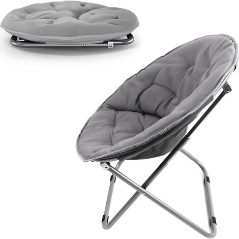 Fauteuil Lune - Fauteuil Lune adulte avec dossier gris, fauteuil relax, canapé, fauteuil inclinable, chaise pliante, chaise de plage de détente (1/5)