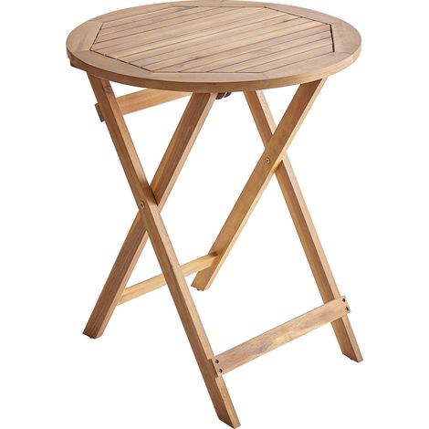 Mesa de balcón plegable de madera de acacia marrón redonda ø 60 cm Prossedi