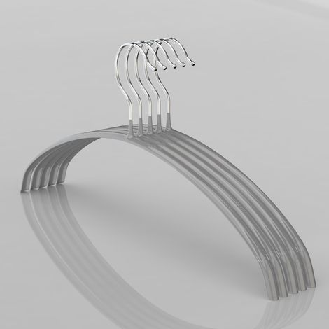CSPARKV （40×20×2cm）Pack of 10, 40 cm, Silver，Space Saving, Rounded, Ideal for T-Shirts and Sweaters, 360° Rotating Hooks, Non-Slip Coating (1/4)