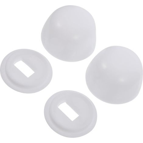 Cache boulons de WC en plastique blanc 2 paires de capuchons (1/5)