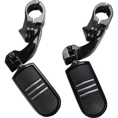 Repose-pieds réglables 32 mm avec kit de montage court coudé, universel pour Harley, Honda, Kawasaki, Suzuki, Yamaha, Indian, Victory avec protection moteur/barre de protection moteur de (1/5)