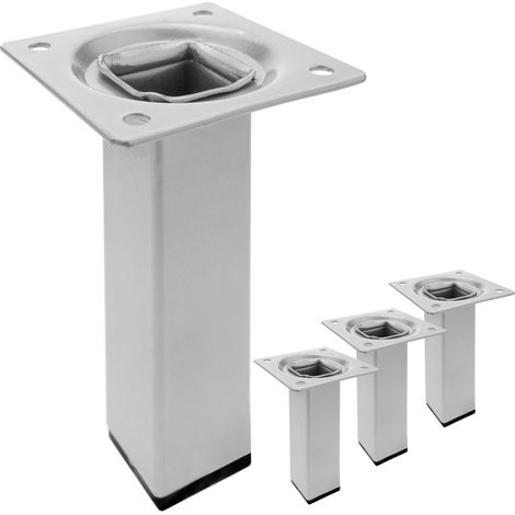 PrimeMatik - Pieds de table carré pour meubles et bureau en acier gris 10cm 4-pack (1/5)