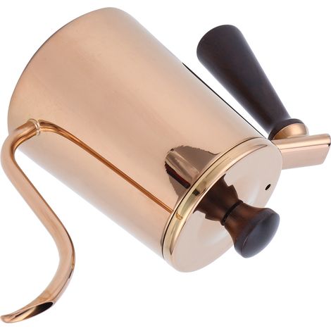 700-ml-Kaffeekessel aus Edelstahl 304, Schwanenhalsausguss, Tropfkanne mit Holzgriff und langem Ausguss – Roségold (1/5)