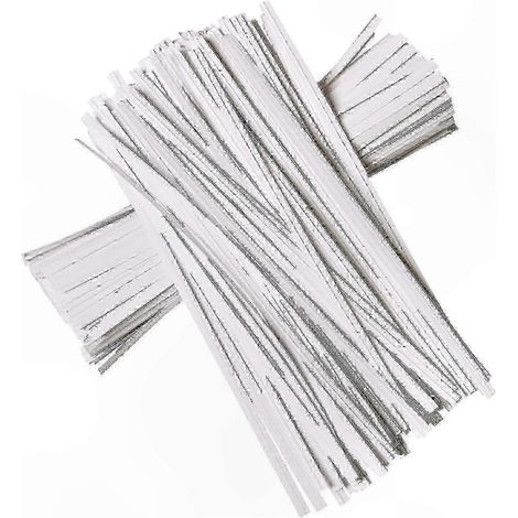 Weiße Kraftpapier-Drehverschlüsse für Beutel, 5 Zoll, Packung mit 200 Stück, ideal zum Verpacken von Brot und Süßigkeiten. (1/5)