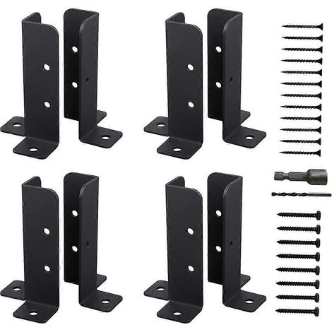 Supports de poteaux de terrasse réglablessupports de clôture pour extérieurclôture en boissupports de poteaux noirs (1/5)