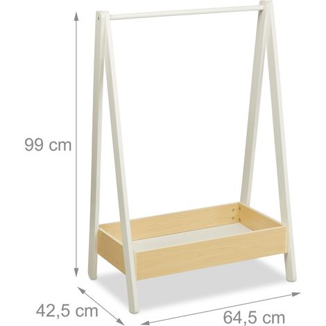 Perchero infantil altura ajustable diseño simple almacenamiento de ropa 120 x 50 x 30 cm de madera blanca 130013611 (1/3)
