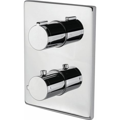 Vema Rectangular Plate Thermostatic Concealed Shower Valve Dual Handle - Chrome (1/2)