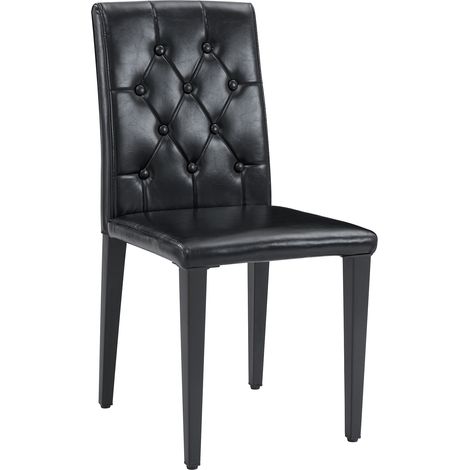 Set tavolo e 4 sedie da pranzo in vetro temperato nero 85 cm MODENUIT (1/5)