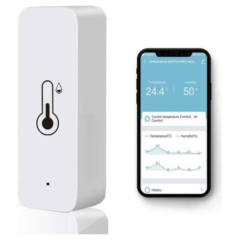 1PCS Thermomètre hygromètre sans fil, Smart humidité et de température avec surveillance à distance via app,capteur d'humidité et de température intérieur avec exportation des données,compatible Alexa (1/3)