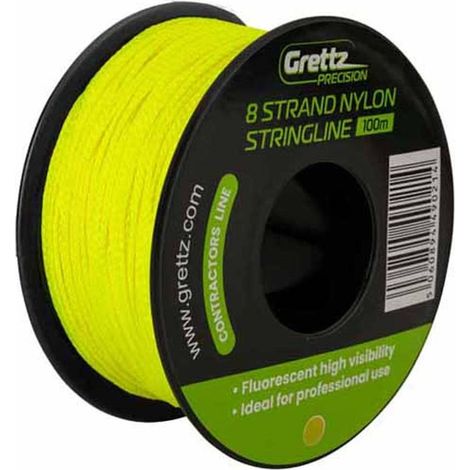 GRETTZ Yellow 100m Stringline High Visibility Fluorescent 8 Strand Braided Nylon (1/2)