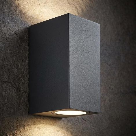 Applique Murale Exterieur, Gris Anthracite GU10 Aluminium Up Down Eclairage Exterieur, IP44 Étanche Luminaire Lumiere Lampe Exterieur pour Jardin, Cour, Patio, Balcon, Terrasse, Garage (1/5)