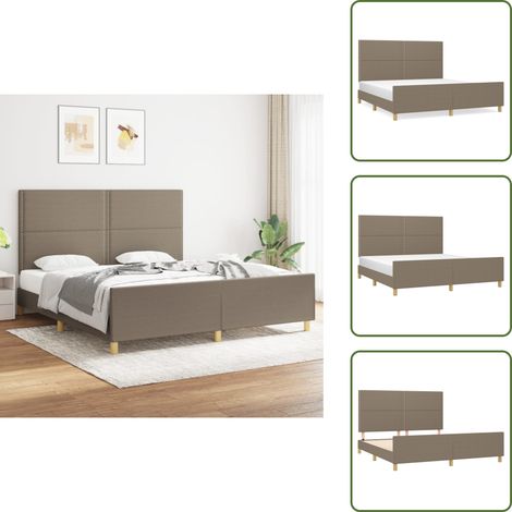 Cama de tela - vidaXL Cama sin colchón tela gris taupe 180x200 cm - Cama con cabecero ajustable