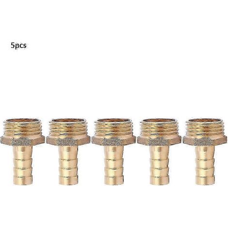 Lot de 5 raccords mâles BSP à embout cannelé de 10 mm en laiton (1/2"). (1/5)