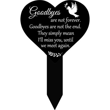Plaque commémorative en forme de cœur, piquet funéraire en acrylique pour cimetière, piquet funéraire noir pour jardin commémoratif (Pigeon)