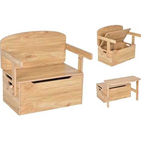 COSTWAY 3 in 1 Kinder-Aktivitaetstisch Set mit Schreibtisch Sitzbank Aufbewahrungsbox, Kinder Sitzgarnitur Holzspielzeug Bank 60x34x57cm