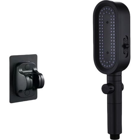 High-pressure shower head, adjustable shower head with high pressure, 3 different spray modes, Black (1/5)