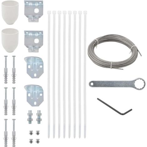 Kit de pièces détachées pour store latéral, ensemble de montage avec câble en acier 2,5 m et supports d'angle, accessoires universels pour brise-vue latéral (1/4)