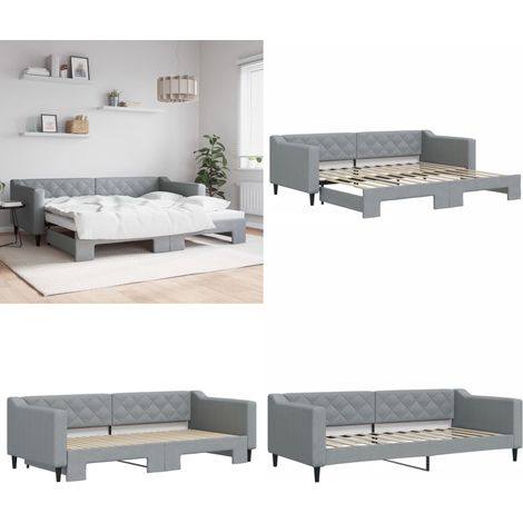 Tagesbett Ausziehbar Hellgrau 90x200 cm Stoff - Sofa Bett - Schlafsofa - Gästebett - Tagesbett - Ausziehbarer Schlafsitz - Home & Living (1/5)