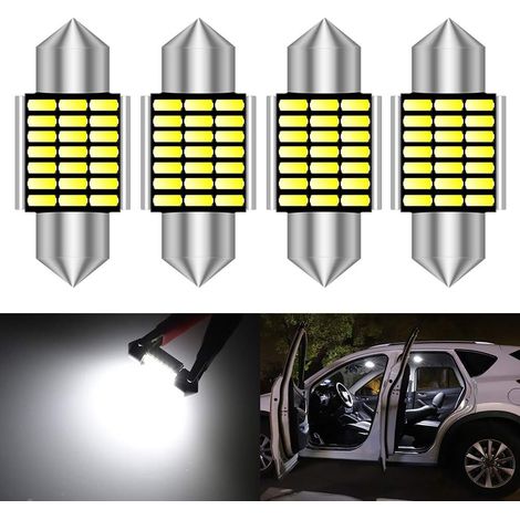 31mm Festoon C5W Ampoules 6000K Blanche Canbus Erreur 3175 DE3175 DE3021 éclairage Porte Plaque d'immatriculation (4pcs, Blanc) (1/5)