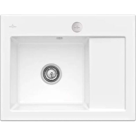 VILLEROY ET BOCH Subway 45 Fregadero compacto de 1 seno 65 x 51 cm desagüe derecho Blanco CeramicPlus con desagüe automático (1/3)