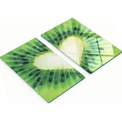 Planches décoratives multifonctions de cuisine en verre trempé, motif cœur de kiwi, 2 x 30 x 52 cm (1/5)