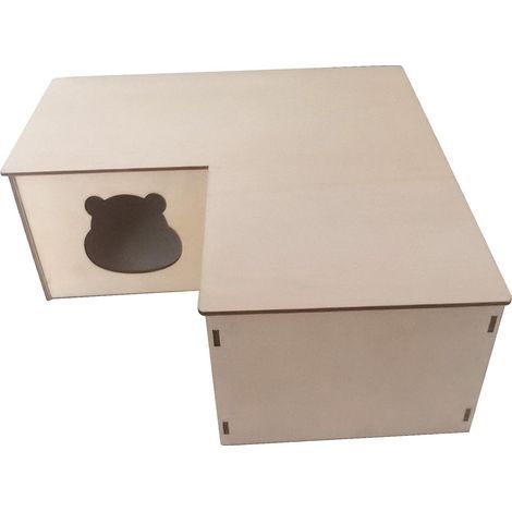 Maison en bois pour hamster, toit amovible, idéale pour les jeunes cobayes et autres petits animaux. (1/4)
