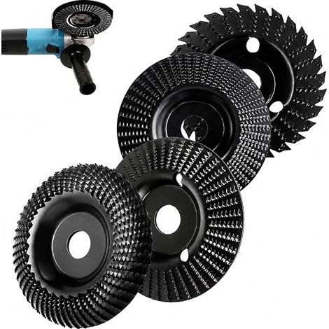 Set di 4 dischi abrasivi per smerigliatrice angolare da 125 mm con foro da 22 mm, disco abrasivo in carburo di tungsteno per legno, ruota flessibile per fresa per radici, fresa per intaglio (1/5)