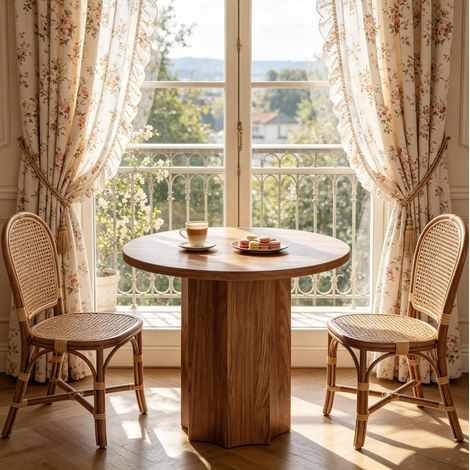 Mesa comedor redonda MDF marrón 80 x 80 x 75 cm OKMYHOME (1/5)