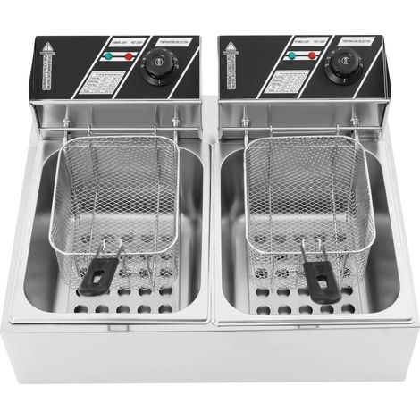 Friteuse Électrique, Acier Inoxydable, Double Réservoir, 12L (1/2)