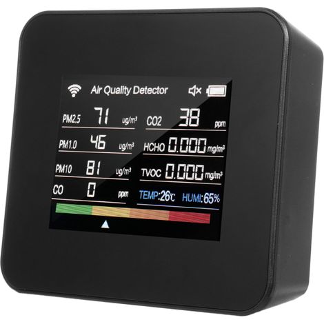 Moniteur de qualité de l'air 14 en 1 WiFi Tuya, Détecteur de CO₂ avec Capteur de HCHO TVOC PM2.5 PM10 Température Humidité, Écran TFT Couleur 2.8 pouces, Idéal Maison Bureau Chambre (1/5)