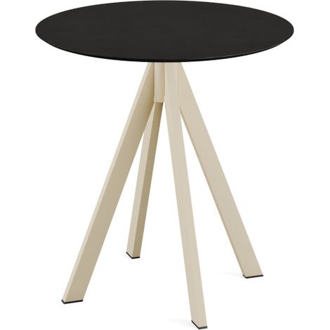 Infinity table de bistrot avec piètement sable + plateau HPL noir Ø 70 cm - Feros (1/3)