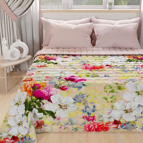 Couvre-lit d'été 220x260 cm 100 g/m² Double Face, Couette légère pour lit Une Place et demie, Printemps, Modèle Spring Colorè, 100% Fabriqué en Italie (1/5)